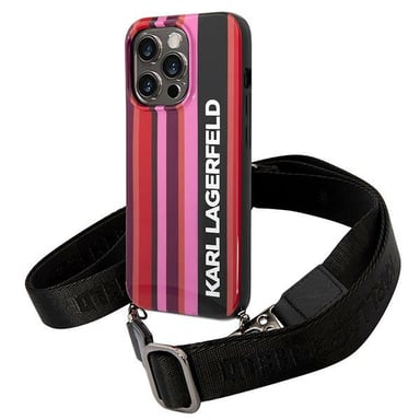 Custodia Karl Lagerfeld per iPhone 14 Pro 6.1'' rosa Colore a strisce Cinturino