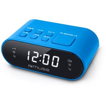 Radio-réveil numérique Muse M-10 BL FM PLL double alarme LED 24h Bleu