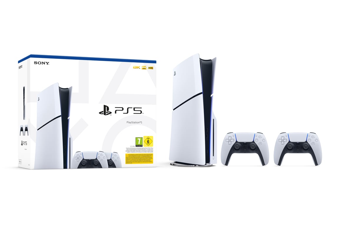 Pack PS5 Slim & 2e Manette Dualsense Blanche - Console de jeux PlayStation 5 Slim 1 To (Standard) - Très bon état