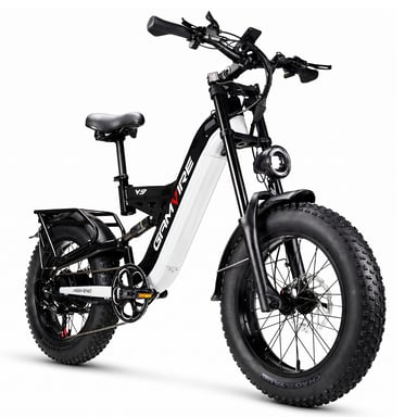 Vélo électrique tout-suspendu GAMVIRE V9 (roues de 20 pouces) avec batterie 48 V 19,2 Ah – Noir