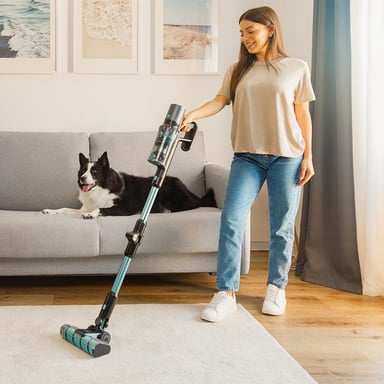 Cecotec Rockstar 3500 Storm Flex Animal Conga Aspiradora escoba 2 en 1 Batería Secar Sin bolsa 500 W Negro, Azul 2,5 Ah