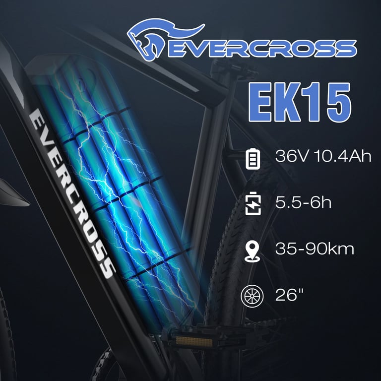 Vélo électrique EVERCROSS EK15 Pneu 26 pouces Transmission 7 vitesses Batterie Amovible Neuf - vue 5