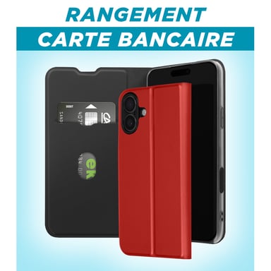 Jaym - Custodia a libro rossa compatibile con iPhone 17