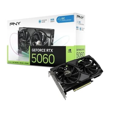 PNY - Schede grafiche - GEFORCE RTX 5060 - 8GB - Overclocked - Doppia ventola - DLSS 4