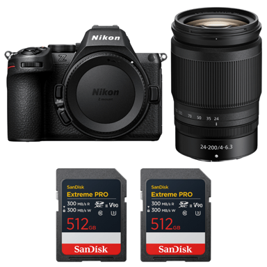 Appareil photo hybride Nikon Z5 II + 24-200mm f/4-6.3 VR + 2 SanDisk 512GB Extreme PRO UHS-II + Ebook ''20 astuces pour des images qui claquent''