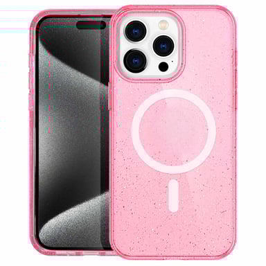 imoshion Coque Pailletée avec MagSafe pour Apple iPhone 15 Pro - Paillettes Rose