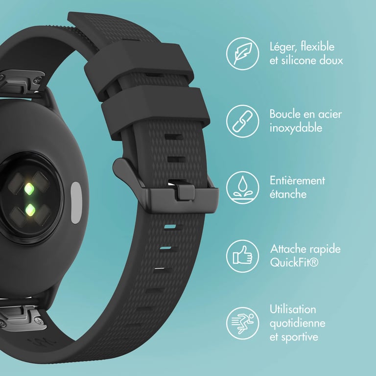 imoshion Bracelet QuickFit® en silicone Connexion Garmin Watch 22 mm Neuf - vue 8