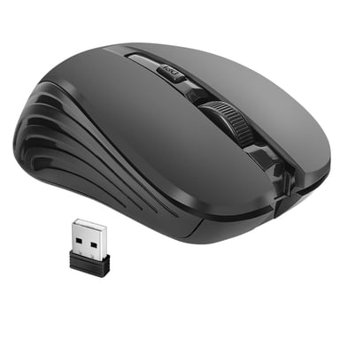 Souris Optique Sans fil Ultra Précis 1600 DPI avec Récepteur USB 2.4G Portée 10m Noir