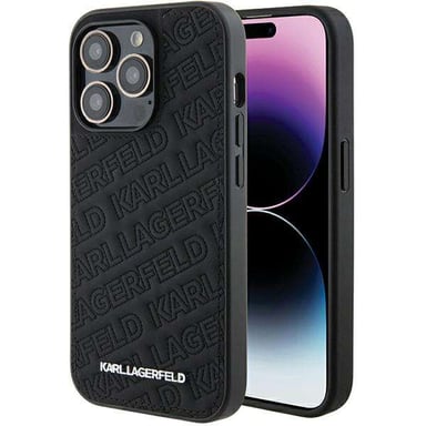 Custodia Karl Lagerfeld per iPhone 15 Pro Max 6,7'' nero Custodia rigida con motivo K trapuntato