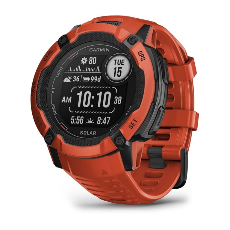 Garmin Instinct 2X Solar 2,79 cm (1.1 ) MIP 50 mm Numérique 176 x 176 pixels Écran tactile Rouge GPS (satellite) - Neuf