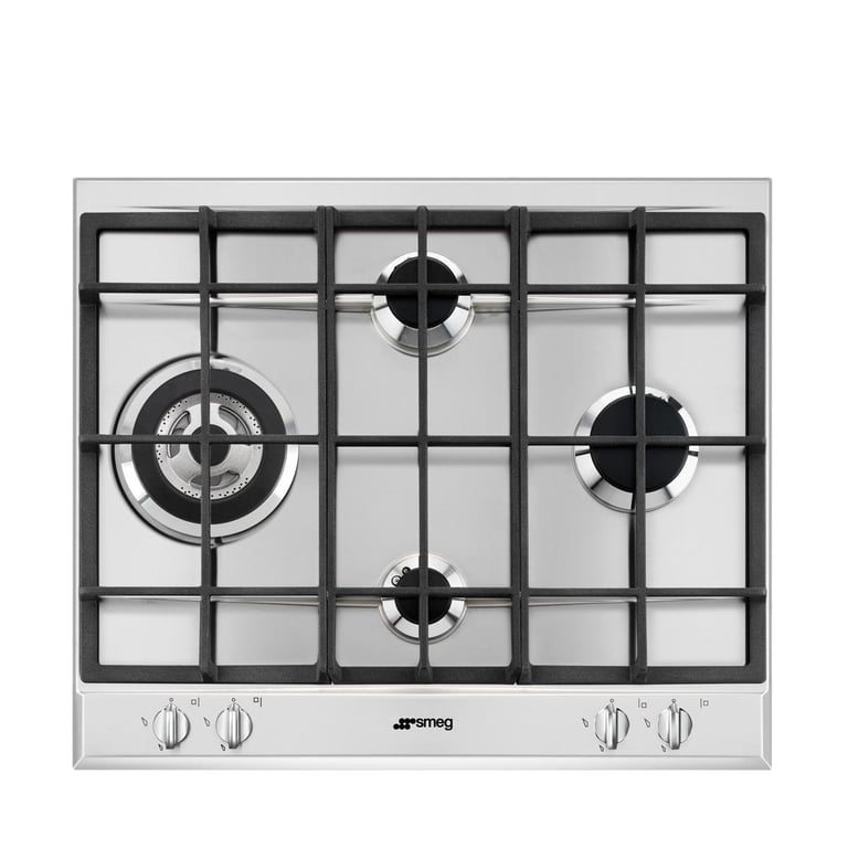 Table de cuisson à gaz encastrable en acier inoxydable Smeg P261XGH 4 brûleurs - Neuf