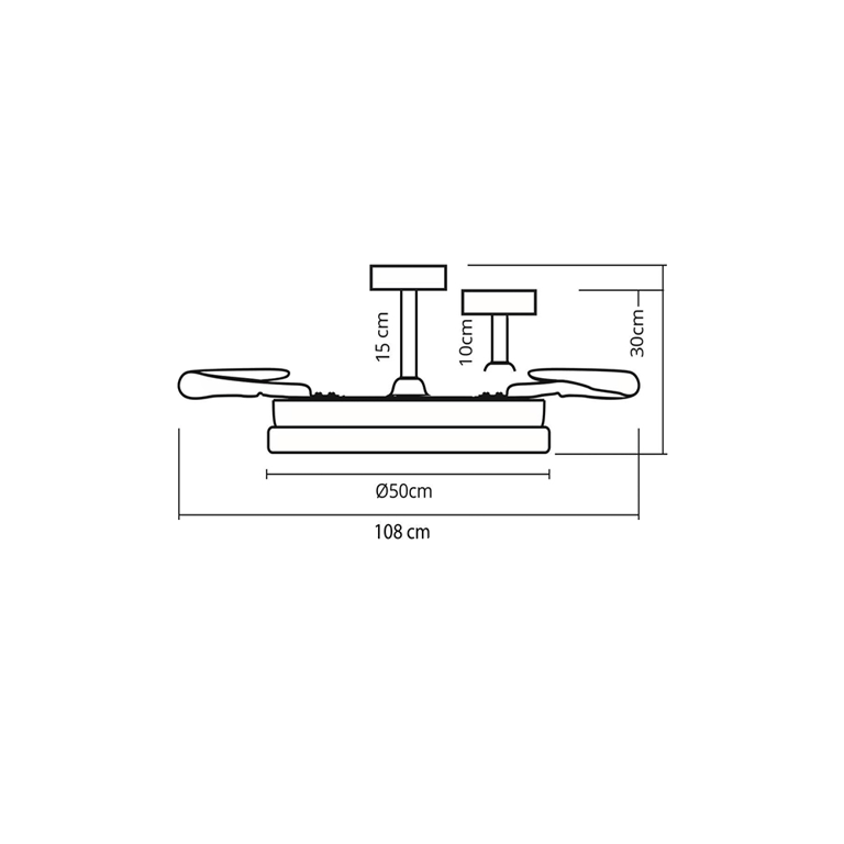 Ventilateur de plafond Homcom Kioto 4 pales retractables LED 108 cm - vue 2