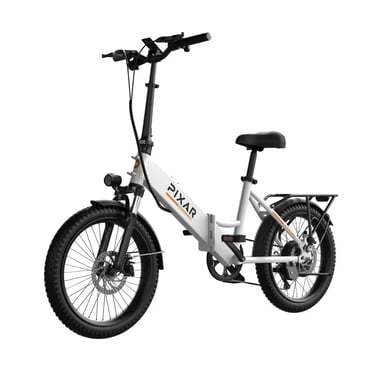 VéLo Électrique PIXAR Rusher | Vitesse Max 25 km/h | Autonomie 30 km | Moteur 250W | Batterie 48V 12.8Ah | Pneus 20 Pouces | Blanc
