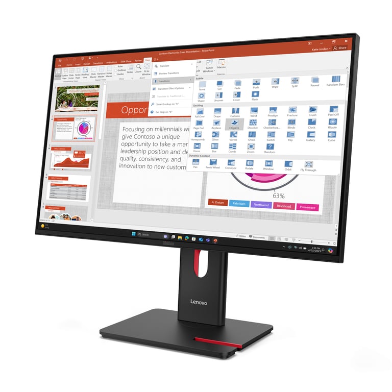 Lenovo ThinkVision T27 40 Écran LED 27 1920 x 1080 Full HD @ 120 Hz IPS 300 cdm² 1500:1 4 ms HDMI VGA DisplayPort eclipse - vue 5