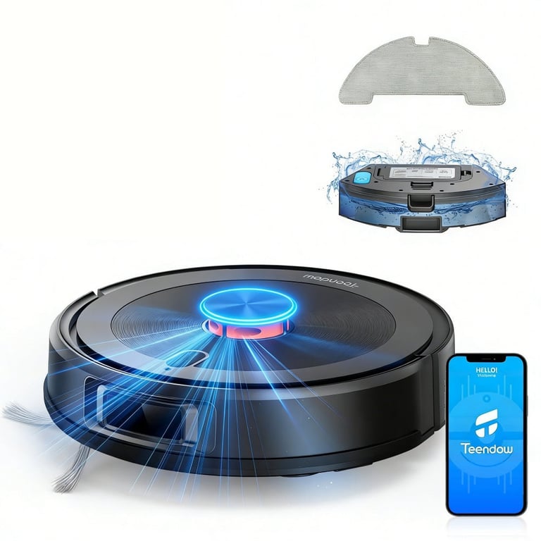 Aspirateur robot Teendow D10S Plus Puissance d'aspiration 5000 Pa batterie 3200 mAh réservoir de 300 ml autonomie 180 minutes silencieux 70 dB Neuf - vue 2