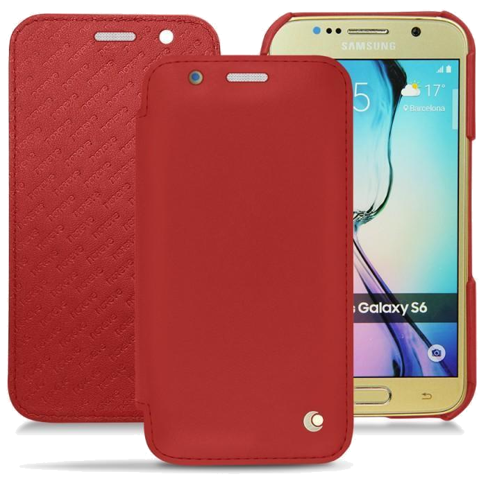 Housse cuir Samsung SM-G920A Galaxy S6 - Rabat horizontalRouge