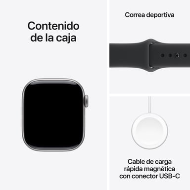 Watch Series 11 (2025) GPS + Cellular  Boitier de 42mm en Aluminium Gris sidéral avec Black Sport Band - S/M