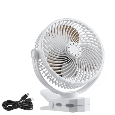 Roline Ventilateur à Pince Rechargeable USB Silencieux Blanc