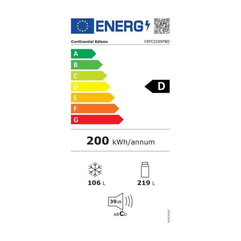 Réfrigérateur congélateur bas CONTINENTAL EDISON Total No Frost distributeur d'eau Classe D - vue 4