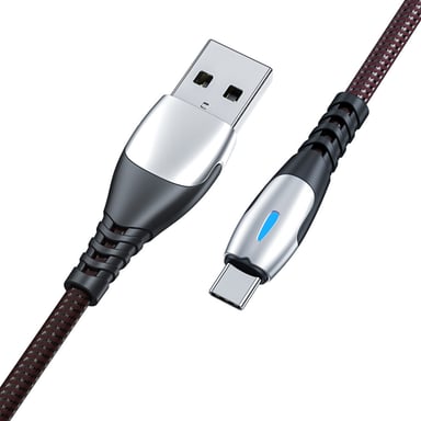 Cable Chargeur Ultra Rapide 2m Micro USB Metal pour Smartphone Android Very Fast Charge 3A (NOIR)