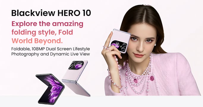 Blackview HERO 10 Teléfono Plegable, Pantalla AMOLED de 6.9 pulgadas, 12GB + 256GB, Cámara de 108MP, Carga Rápida de 45W, NFC, ID de Huella Digital, Android 13