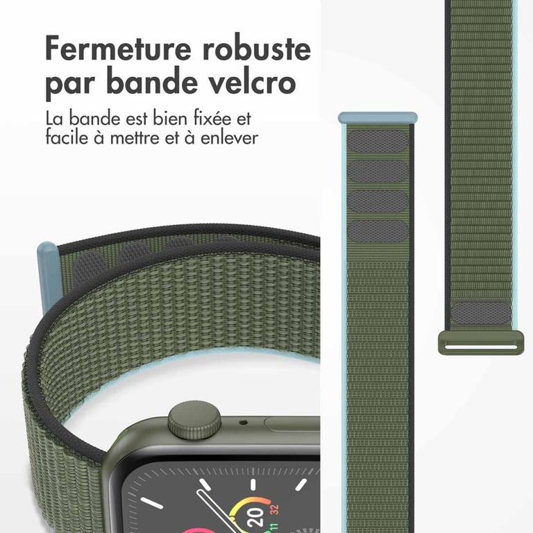 imoshion Bracelet en nylon pour Apple Watch | 44/45/46/49 mm - Dark Olive - Neuf
