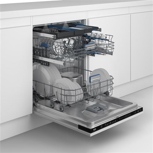 Lave vaisselle Full integrated 60 cm 15 couverts 40 dB A 8 programmes Panier superieur Reglable Tiroir a couverts Depart differe : 30 min 24 h Poids de porte supporte kg : 3.0 9.0 Sliding Door+ Installation en colonne - vue 3