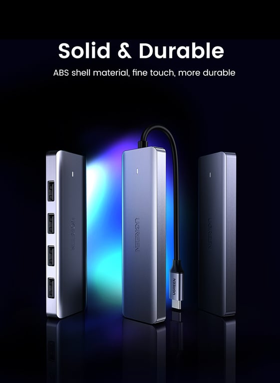 Hub USB C 5 en 1 UGREEN avec 4 ports USB 3.0 - vue 2