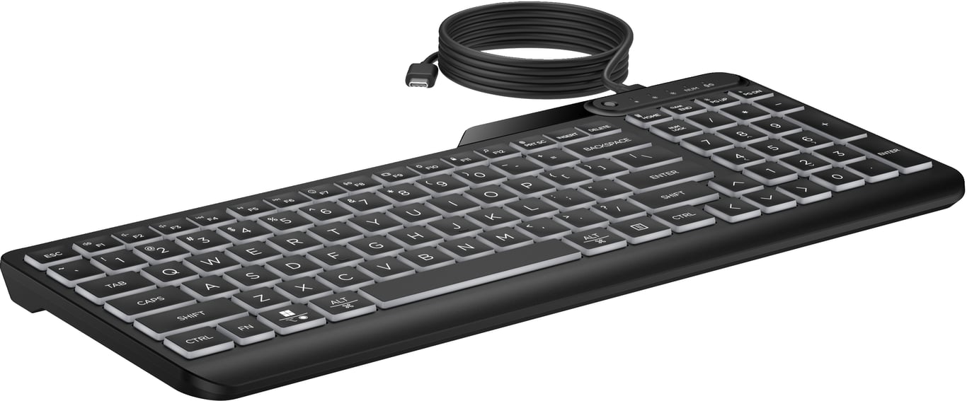 Clavier Filaire HP 405 MULTI-DEVICE BACKLIT 7N7C1AA – Rétroéclairé, USB - vue 6
