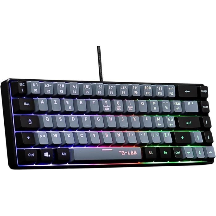 Clavier Gamer - KEYZ HYDROGEN - 60% Format Compact - Rétroéclairé - Filaire - Noir/Gris - Neuf