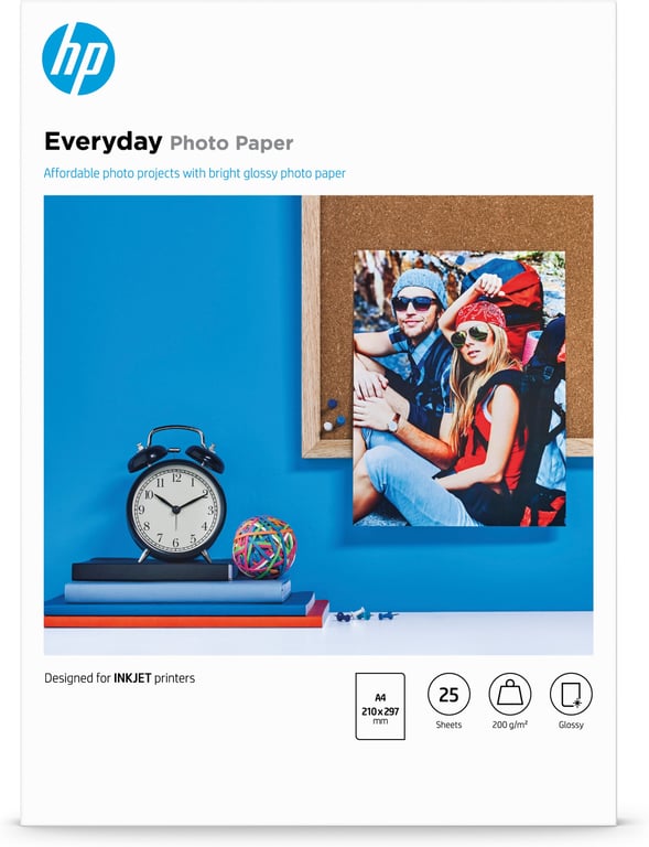 HP Papier photo brillant Everyday - 25 feuilles/A4/210 x 297 mm - Neuf