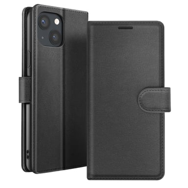 Zanaé Funda tipo cartera para iPhone 13 Mini con soporte y lengüeta magnética Negro