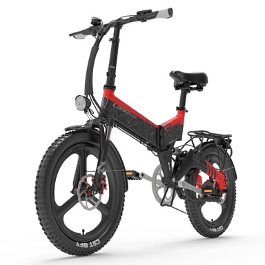 Bicicleta Eléctrico G650 | Velocidad Máx 35 km/h | Autonomía 45 km | Motor 500W | Batería 48V 12.8Ah | Neumáticos de 20 Pulgadas | NegroRojo