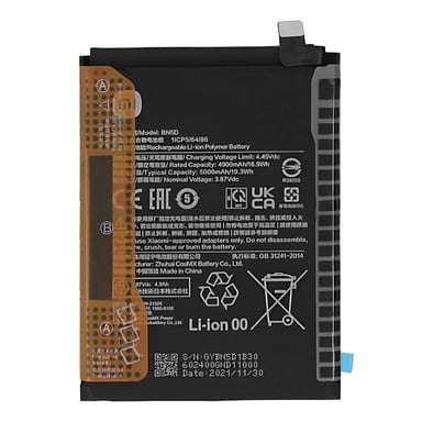 Batterie pour Xiaomi Redmi Note 11 4G et Note 11S 4G 5000mAh BN5D Noir