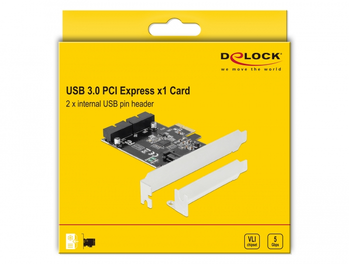 DeLock Carte Contrôleur PCI Express vers 2 headers USB 3.0 - vue 3