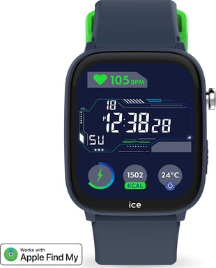 Montre connectée ICE SMART Junior 3.0 Find My Rectangulaire avec Bracelet Silicone Bleu Ice Watch