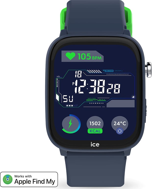 Montre connectée ICE SMART Junior 3.0 Find My Rectangulaire avec Bracelet Silicone Bleu Ice Watch - Neuf