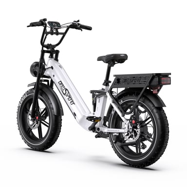 Onesport OT08 Pro 20'' Bici elettrica 500W Doppia batteria 48V 36AH Full Suspension Step-Thru Fat Tire E-Bike