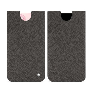 Pochette cuir Apple iPhone 15 -  - Gris - Cuir grainé