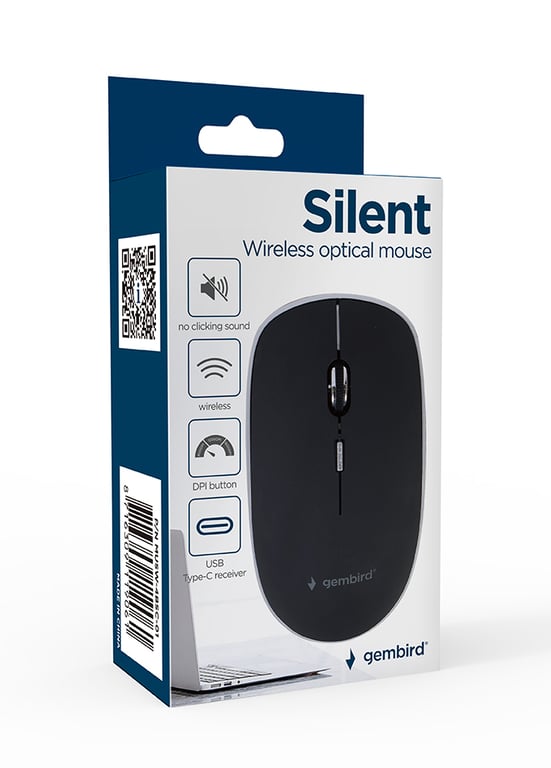 Gembird MUSW-4BSC-01 souris Ambidextre RF Wireless + USB Type-C Optique 1600 DPI - Neuf