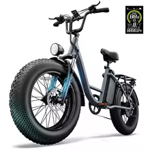 Bicicleta eléctrica Urlife E20PRO 1500W, neumáticos 26x4 pulgadas, 48V 15.6Ah, pantalla LCD extraíble, 7 velocidades, frenos de disco hidráulicos para adultos, gris oscuro