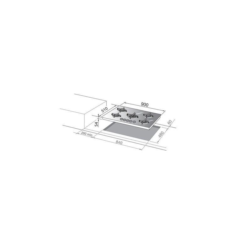 Délonghi Nsl 590 Nc Table De Cuisson Encastrable 90 Cm Gaz 5 Feux - vue 3