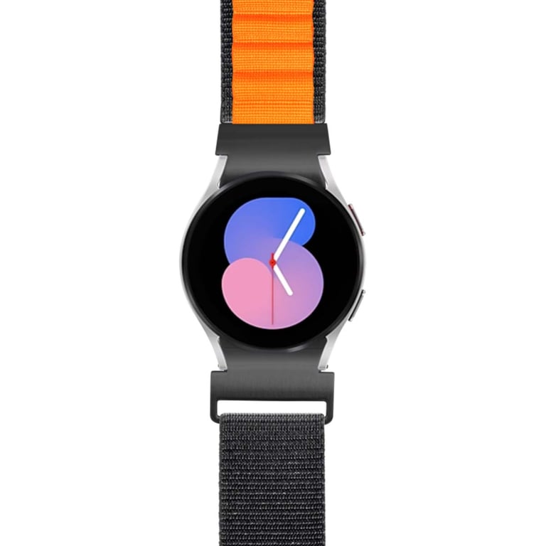 Bracelet Samsung G Watch Series Boucle alpine 20mm 155 à 210mm Noir et Orange Bigben - Neuf