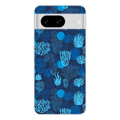 Coque en silicone - Compatible pour Google Pixel 8 - design corail bleu