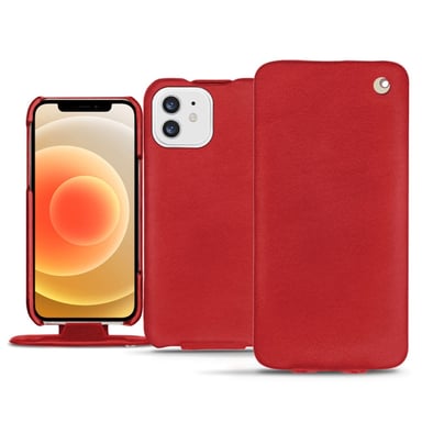 Funda de piel Apple iPhone 12 mini - Solapa vertical - Rojo - Piel lisa de primera calidad