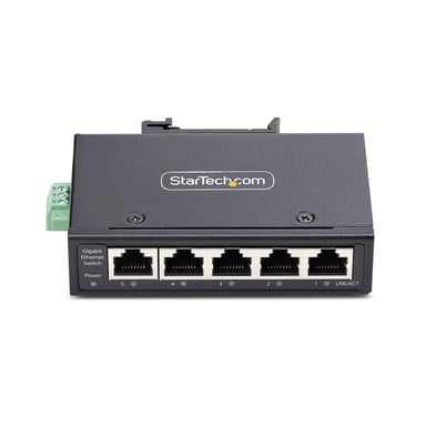 StarTech.com Switch di Rete Industriale non gestito a 5 porte 100/1000 Ethernet montaggio su guida DIN/parete Switch Gigabit IP30 robusto -40 - 75&degC 960V CC TAA (UNMANAGED SWITCH 5-PORT TAA - - 10/100/1000MBPS FANLESS IP30)