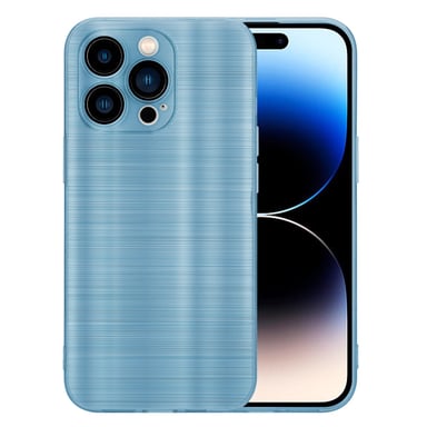 Coque pour Apple iPhone 14 PRO MAX en Brushed Turquoise Housse de protection Étui en silicone TPU flexible au design brossé