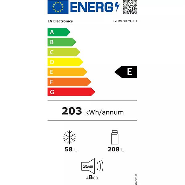 Réfrigérateur Congélateur LG GTBV20PYGKD – 266L, No Frost, Silencieux 35 dB - vue 5
