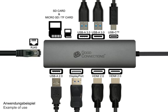 Alcasa HUB-C001A hub & concentrateur USB Type-C 5000 Mbit/s Anthracite