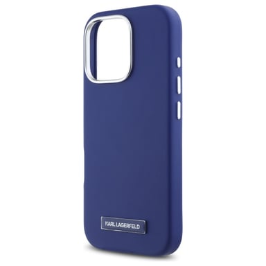 Custodia Karl Lagerfeld per iPhone 16 Pro Max 6,9'' blu Custodia rigida FW Metal Plate MagSafe